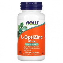 Комплексы витаминов и минералов NOW L-OptiZinc 30mg   (100 vcaps)