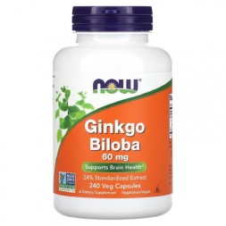 БАДы для мужчин и женщин NOW Ginkgo Biloba 60 mg  (240 vcaps)