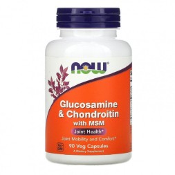 БАД для укрепления связок и суставов NOW Glucosamine &amp; Chondroitin with MSM  (90 капс)
