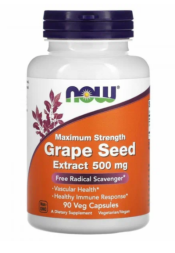 БАДы для мужчин и женщин NOW Grape Seed Extract 500 mg   (90 vcaps)