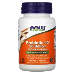 Препараты для пищеварения NOW Probiotic-10 50 billion   (50 vcaps)